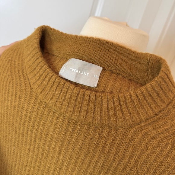 Everlane Alpaca Blend Cocoon Crew Sweater Golden Mustard | Soft Fuzzy Knit | XS - Picture 6 of 12